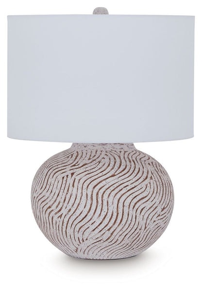 Vien - Terracotta Table Lamp - Distressed White - Hornell Furniture Outlet
