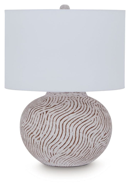 Vien - Terracotta Table Lamp - Distressed White - Hornell Furniture Outlet
