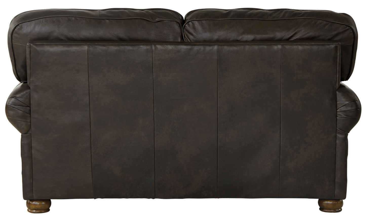Roberto - Leather Loveseat - Cocoa - Hornell Furniture Outlet