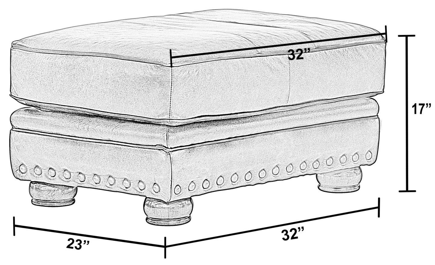 Roberto - Leather Ottoman - Cocoa - Hornell Furniture Outlet