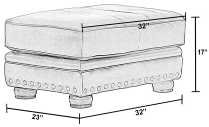 Roberto - Leather Ottoman - Cocoa - Hornell Furniture Outlet