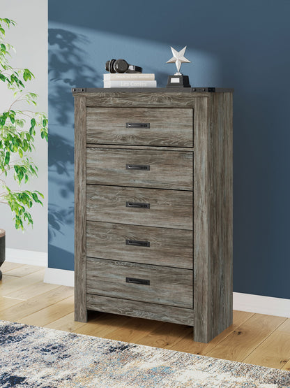 Frandern - Gray - Five Drawer Chest - Hornell Furniture Outlet