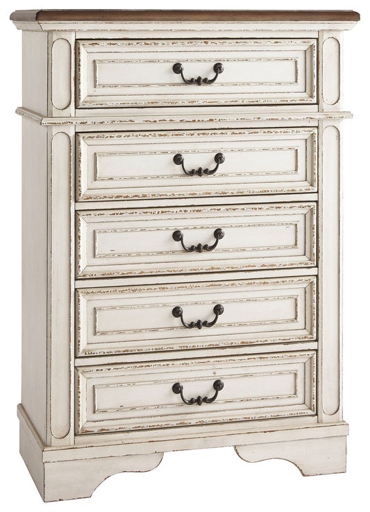 Realyn - Chipped White - Chest - Hornell Furniture Outlet