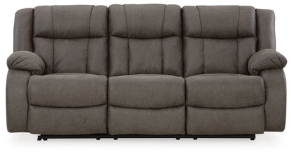 First Base - Gunmetal - Reclining Sofa - Hornell Furniture Outlet