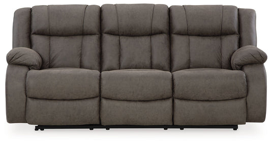 First Base - Gunmetal - Reclining Sofa - Hornell Furniture Outlet