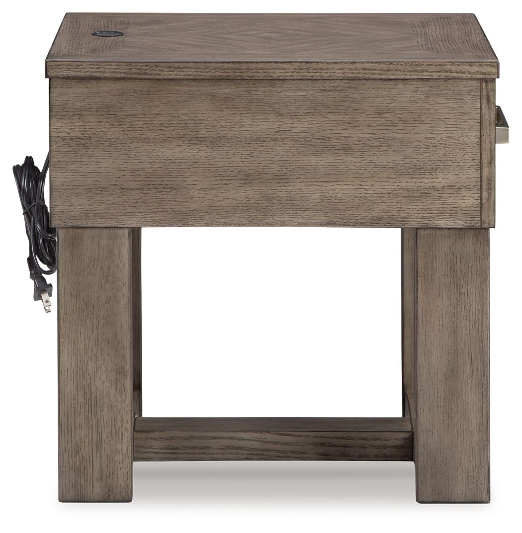 Loyaska - Grayish Brown - Rectangular End Table - Hornell Furniture Outlet