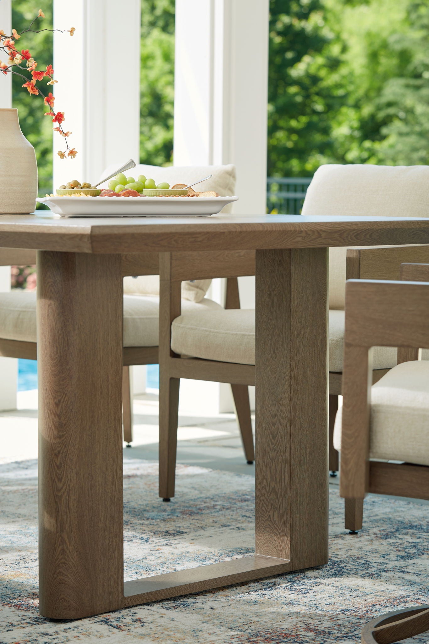 Serene Bay - Dark Brown - Rectangular Dining Table With Umbrella Option - Hornell Furniture Outlet