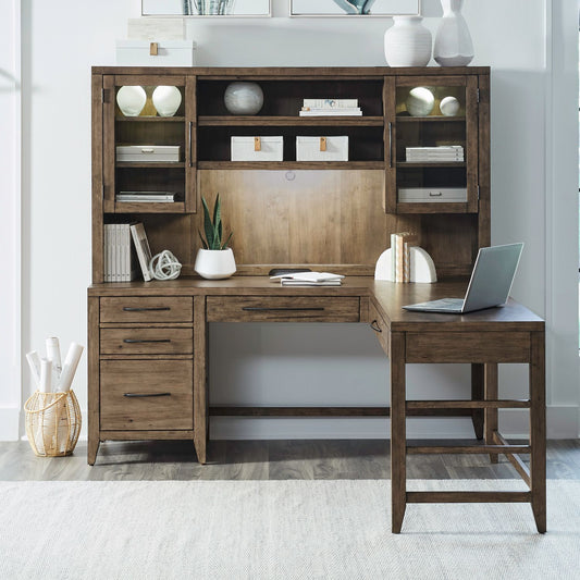 Shaker Lakes - Opt L Shaped Desk Set - Harvest Brown - Hornell Furniture Outlet