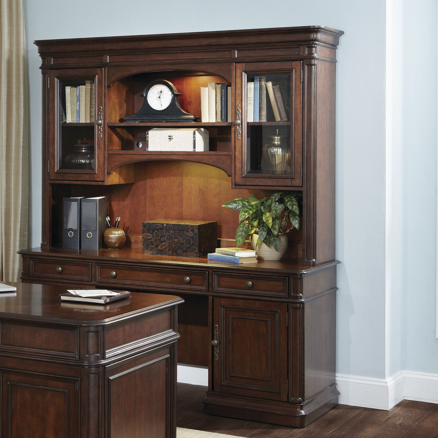 Brayton Manor - 3 Piece Jr Executive Credenza - Dark Brown - Hornell Furniture Outlet