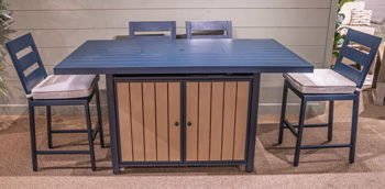 East Beach - Blue - Rectangular Bar Table With Fire Pit - Hornell Furniture Outlet