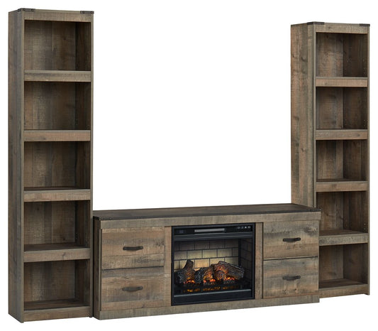 Trinell - Brown - 3 - Piece Entertainment Center With Electric Fireplace - Hornell Furniture Outlet