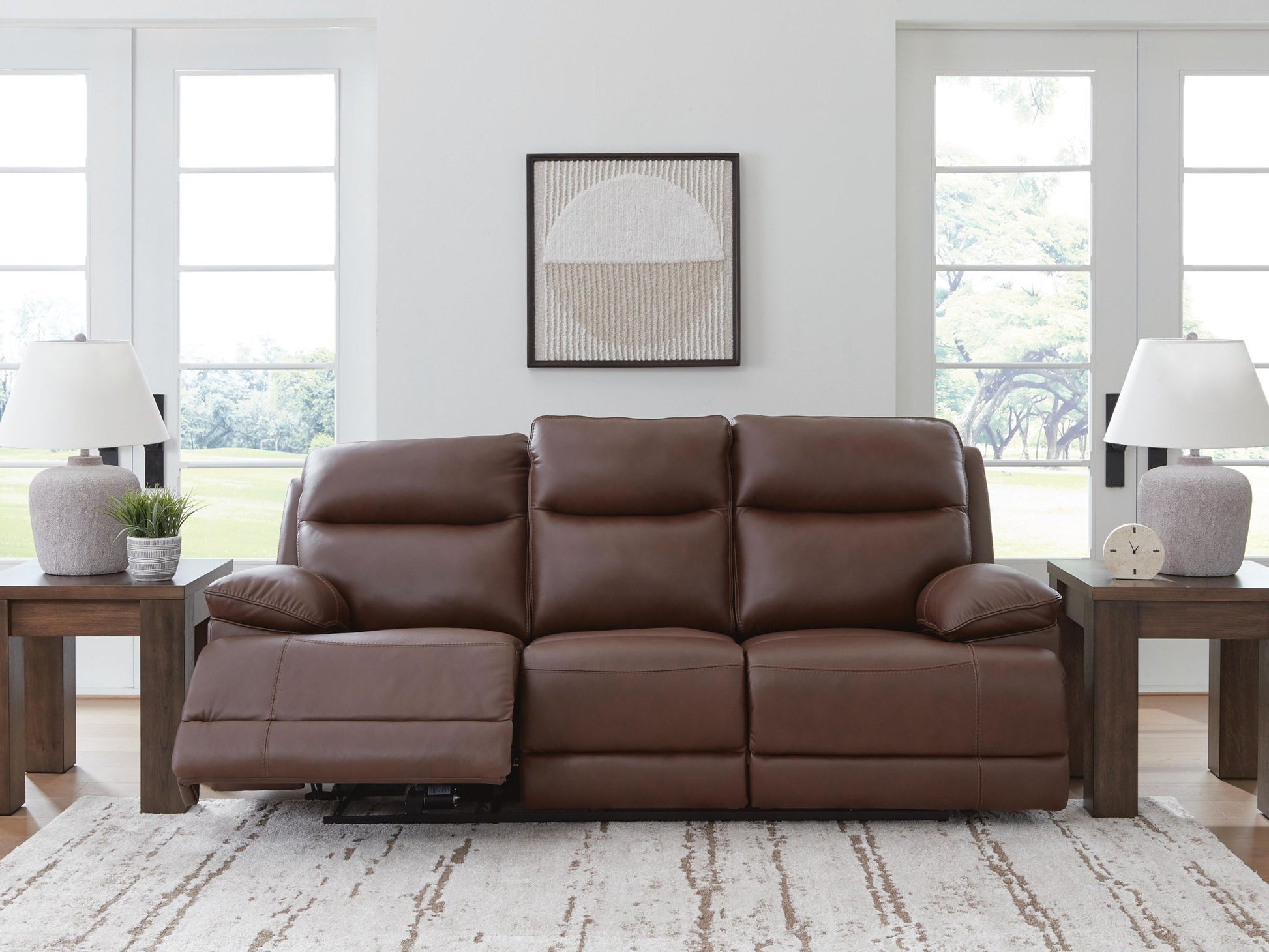 Vonryan - Power Reclining Sofa With Adj Headrest - Tobacco - Hornell Furniture Outlet