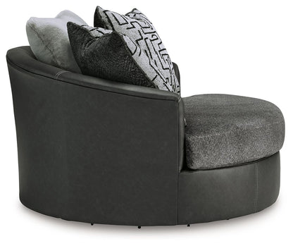 Brixley Pier - Graphite - Oversized Swivel Accent Chair - Hornell Furniture Outlet