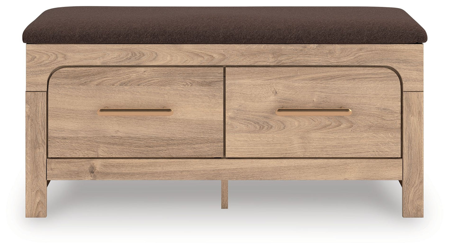 Kinlanni - Bedroom Upholstered Storage Bench - Tan / Brown - Hornell Furniture Outlet