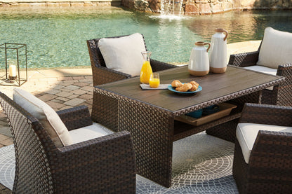 Easy Isle - RECT Multi - Use Table - Dark Brown / Beige - Hornell Furniture Outlet
