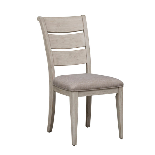 Farmhouse Reimagined - Ladder Back Upholstered Side Chair - White - Hornell Furniture Outlet