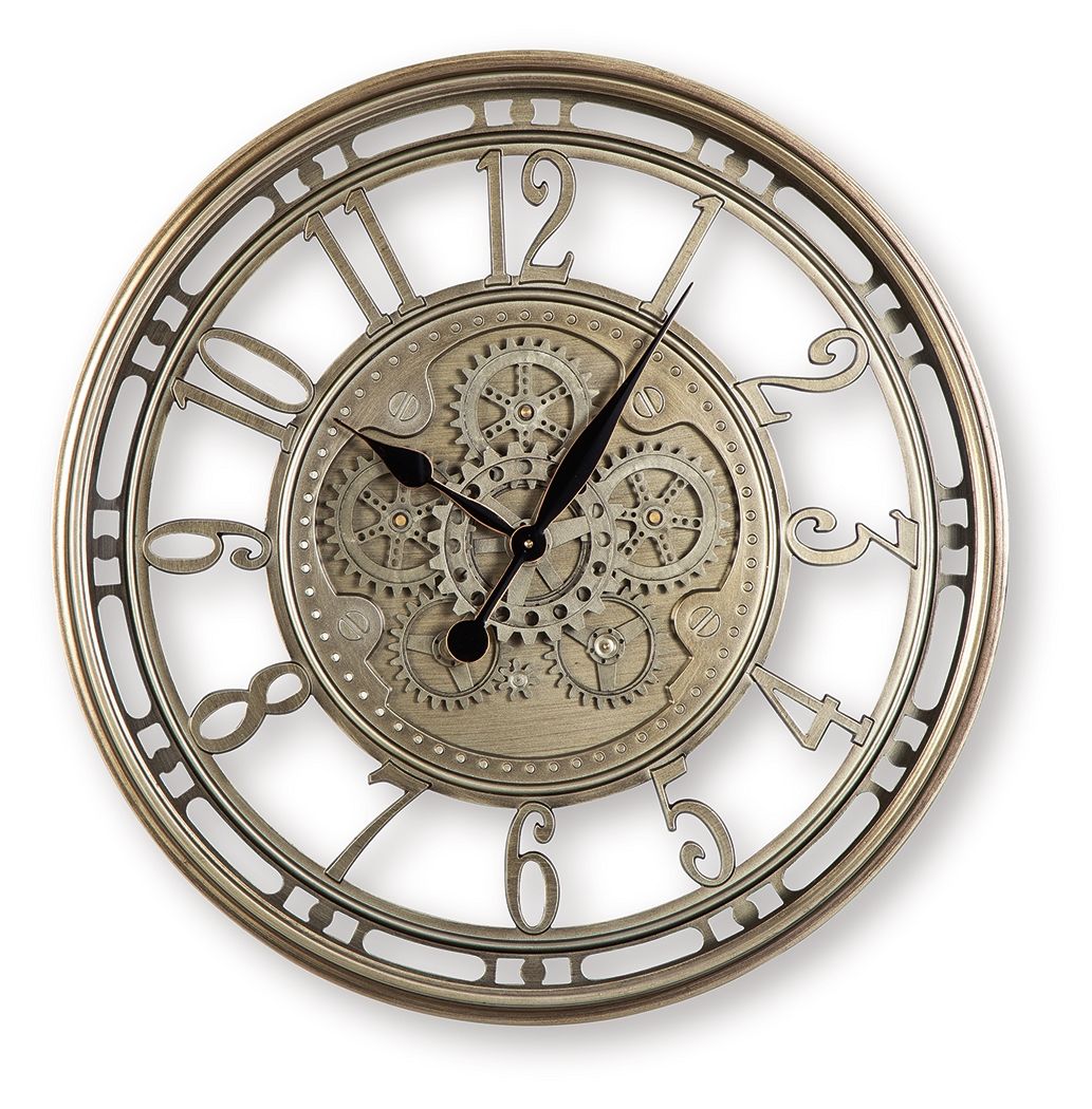 Gilover - Champagne Finish - Wall Clock - Hornell Furniture Outlet