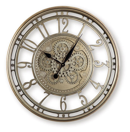 Gilover - Champagne Finish - Wall Clock - Hornell Furniture Outlet