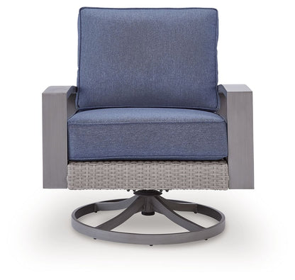 Half Moon Beach - Swivel Lounge With Cushion - Blue / Gray - Hornell Furniture Outlet