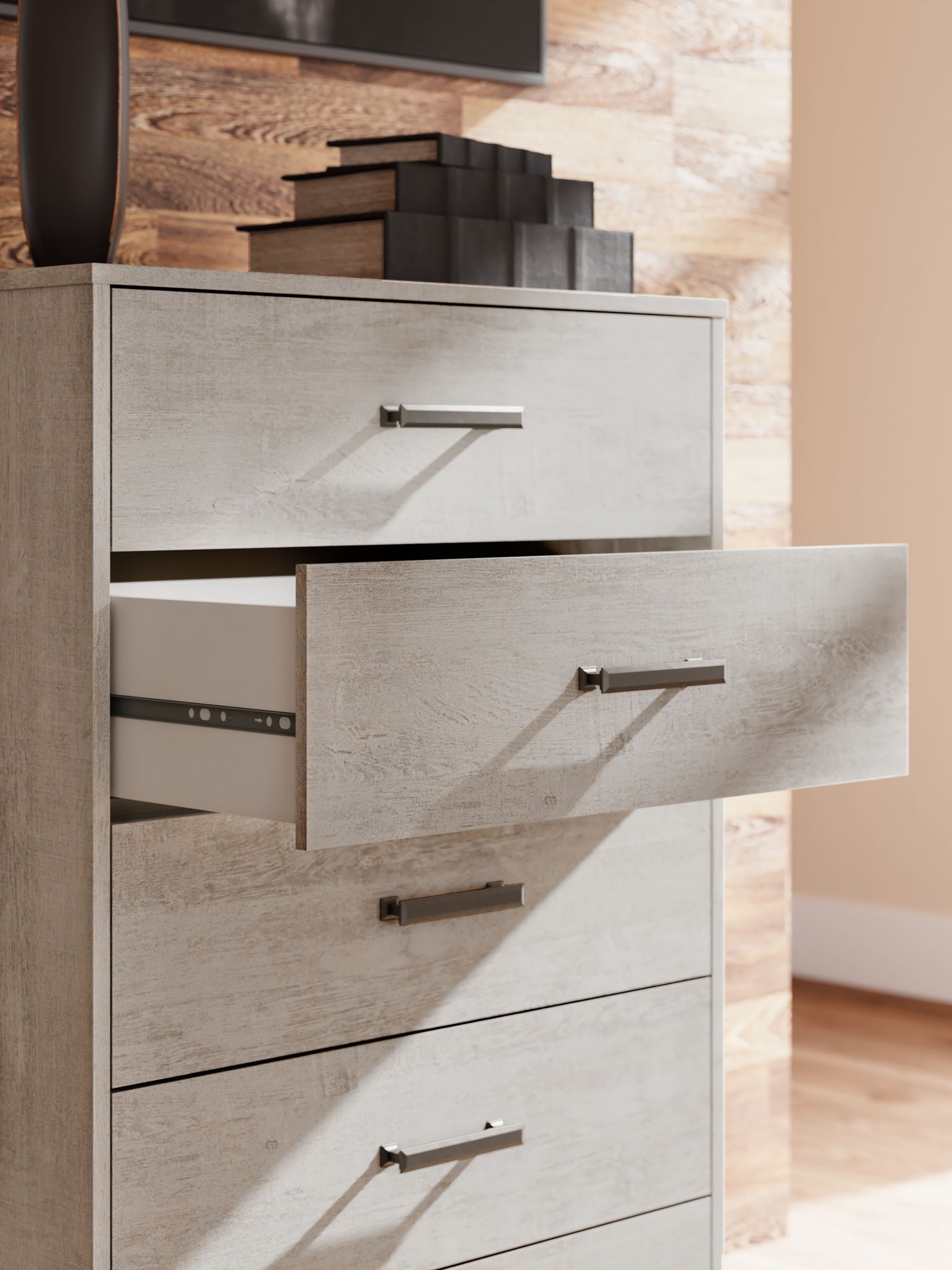 Shawburn - Gray - Five Drawer Chest - Hornell Furniture Outlet