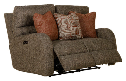 Liam - Power Headrest Power Lay Flat Reclining Loveseat - Coal - Hornell Furniture Outlet