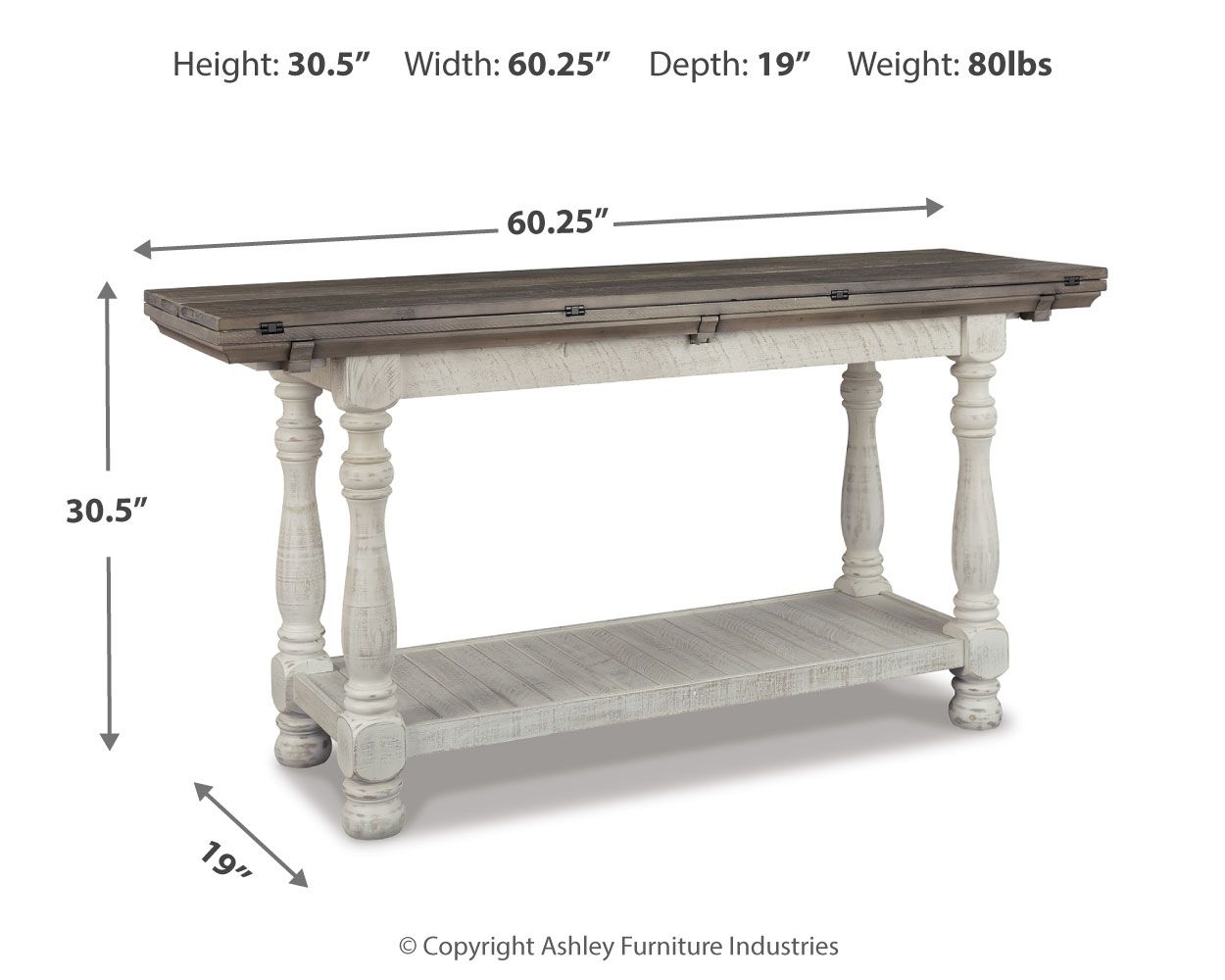 Havalance - Flip Top Sofa Table - Gray / White - Hornell Furniture Outlet