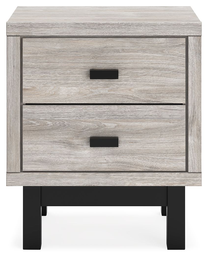Vessalli - Black / Gray - Two Drawer Nightstand - Hornell Furniture Outlet