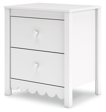 Hallityn - White - Two Drawer Night Stand - Hornell Furniture Outlet