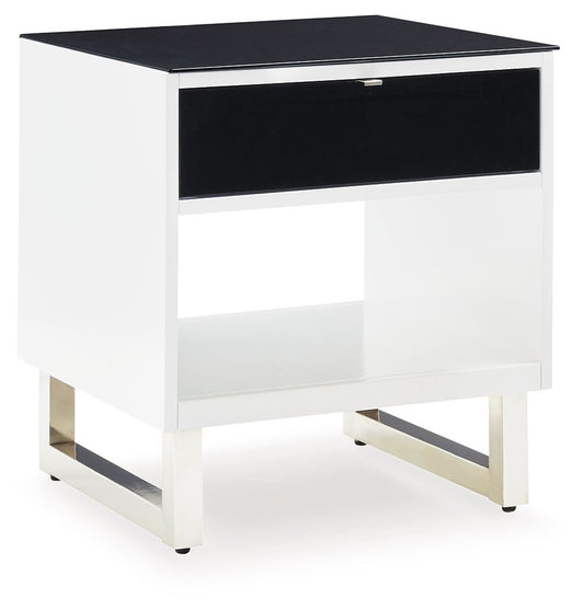 Gardoni - White / Black - Rectangular End Table - Hornell Furniture Outlet