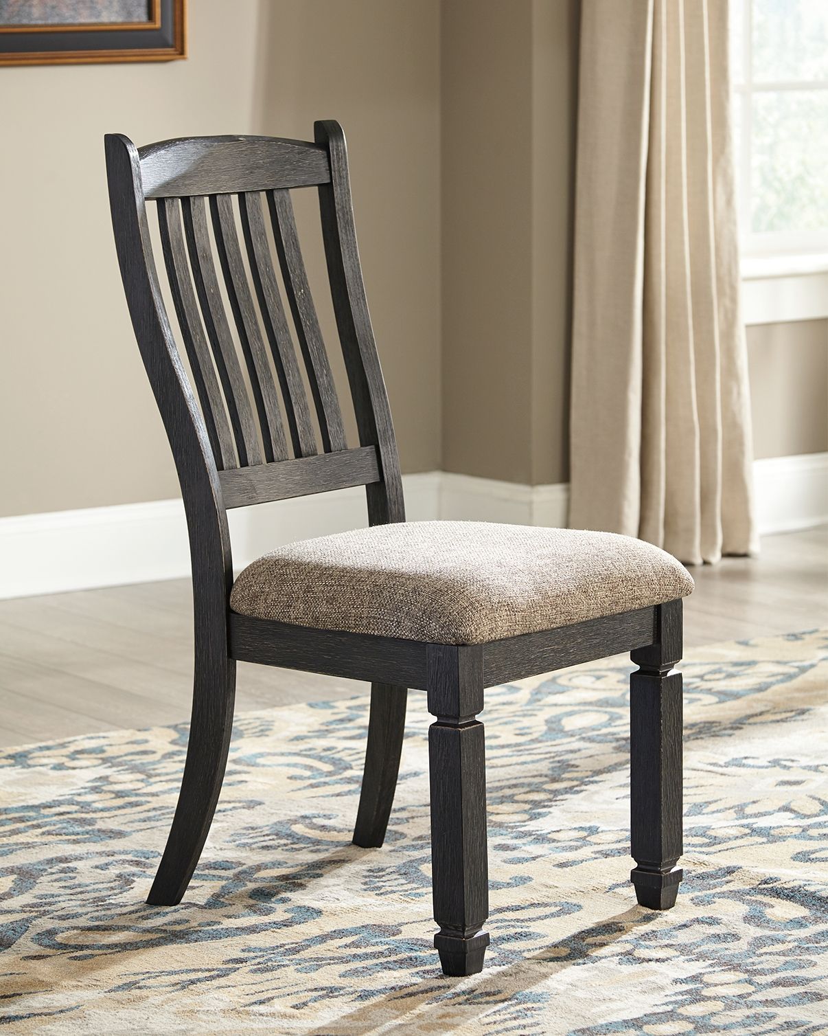 Tyler Creek - Black / Grayish Brown - Dining UPH Side Chair (Set of 2) - Slatback - Hornell Furniture Outlet