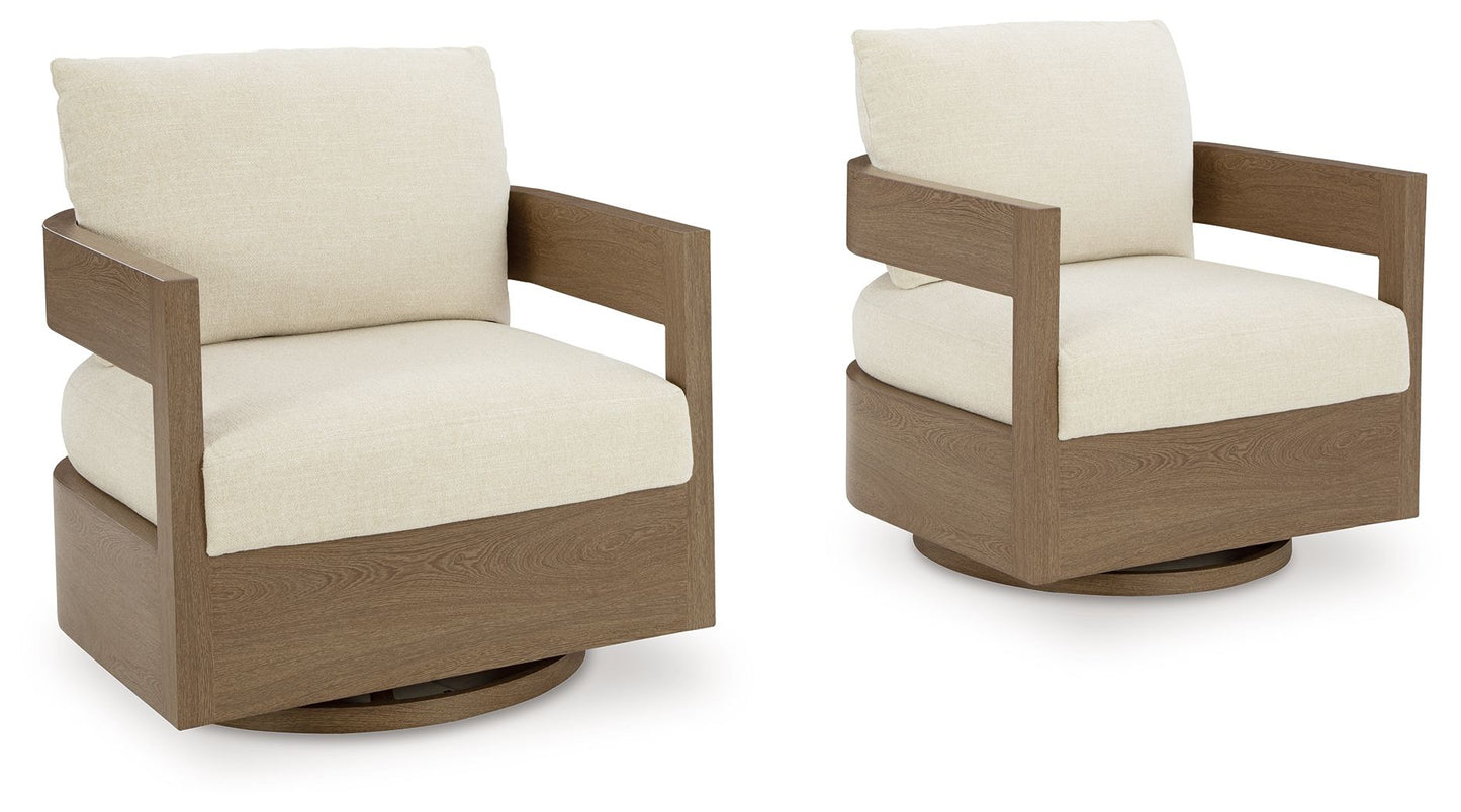 Serene Bay - Dark Brown / White - Swivel Glider Chair With Cushion - Hornell Furniture Outlet