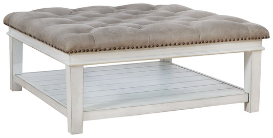 Kanwyn - Whitewash - Uph Ottoman Cocktail Table - Hornell Furniture Outlet