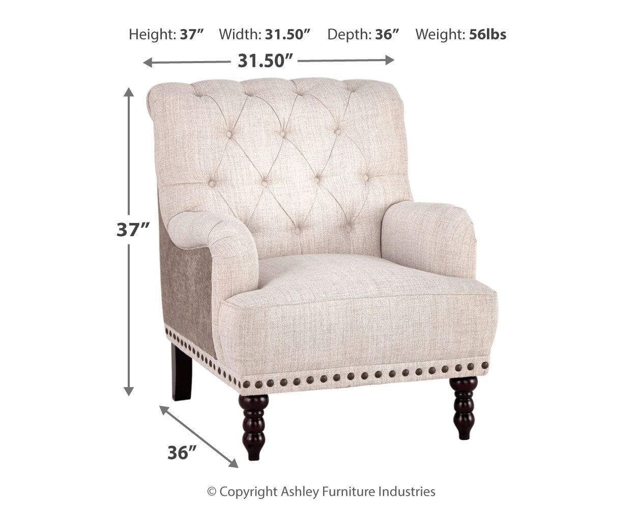Tartonelle - Ivory / Taupe - Accent Chair - Hornell Furniture Outlet