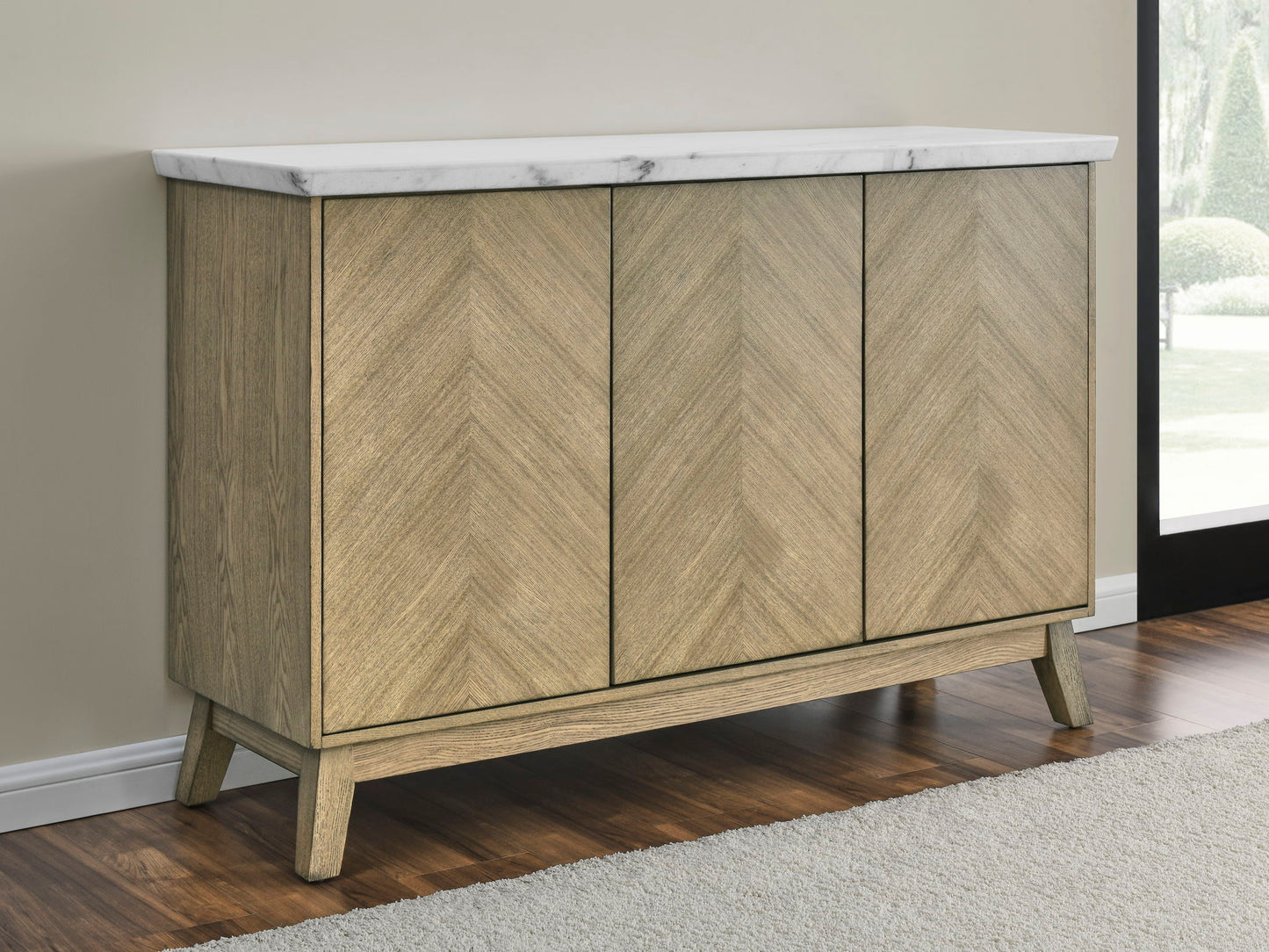 Vida - White Marble Top Server - Dark Brown - Hornell Furniture Outlet