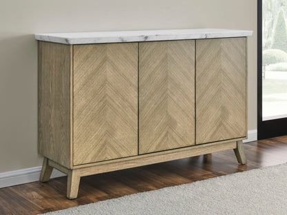 Vida - White Marble Top Server - Dark Brown - Hornell Furniture Outlet
