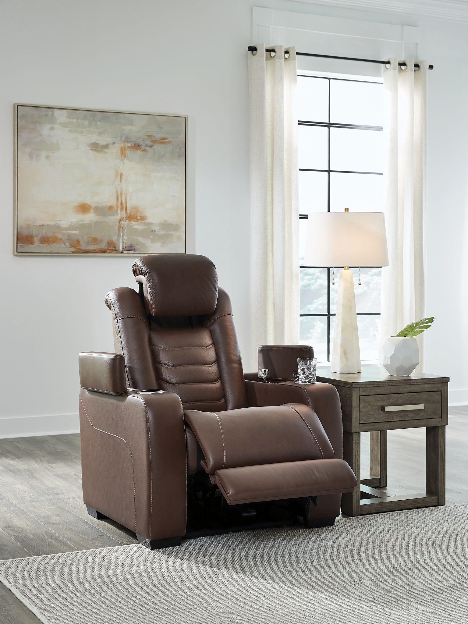 High Impact - Tobacco - Power Recliner / Adj Headrest - Hornell Furniture Outlet