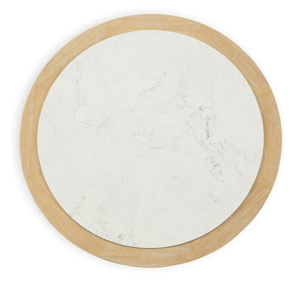 Camdill - Light Brown / White - Round Cocktail Table - Hornell Furniture Outlet