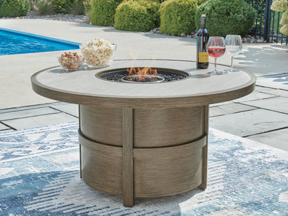 Rainier Ranch - Round Fire Pit Table - Beige - Hornell Furniture Outlet