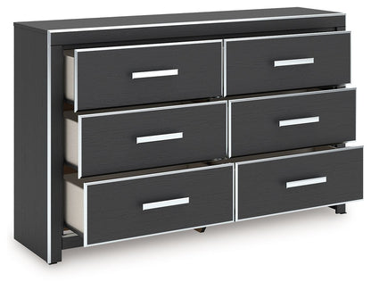 Zuraleus - Black - Six Drawer Dresser - Hornell Furniture Outlet
