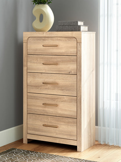 Kinlanni - Five Drawer Chest - Tan - Hornell Furniture Outlet