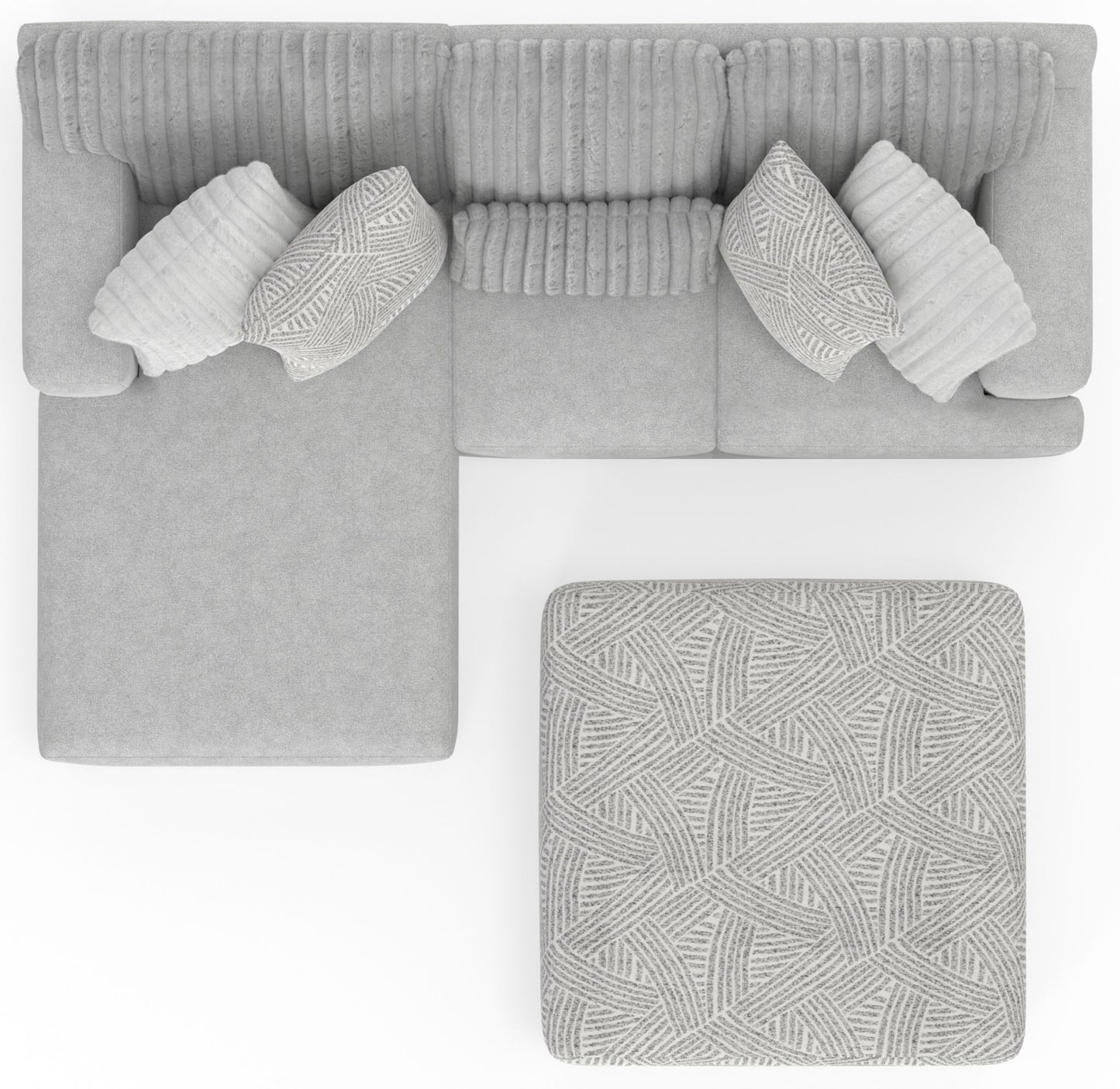Logan - Upholstered Sectional With Comfort Coil Seating - 46" Cocktail Ottoman And Accent Pillows Included - Hornell Furniture Outlet