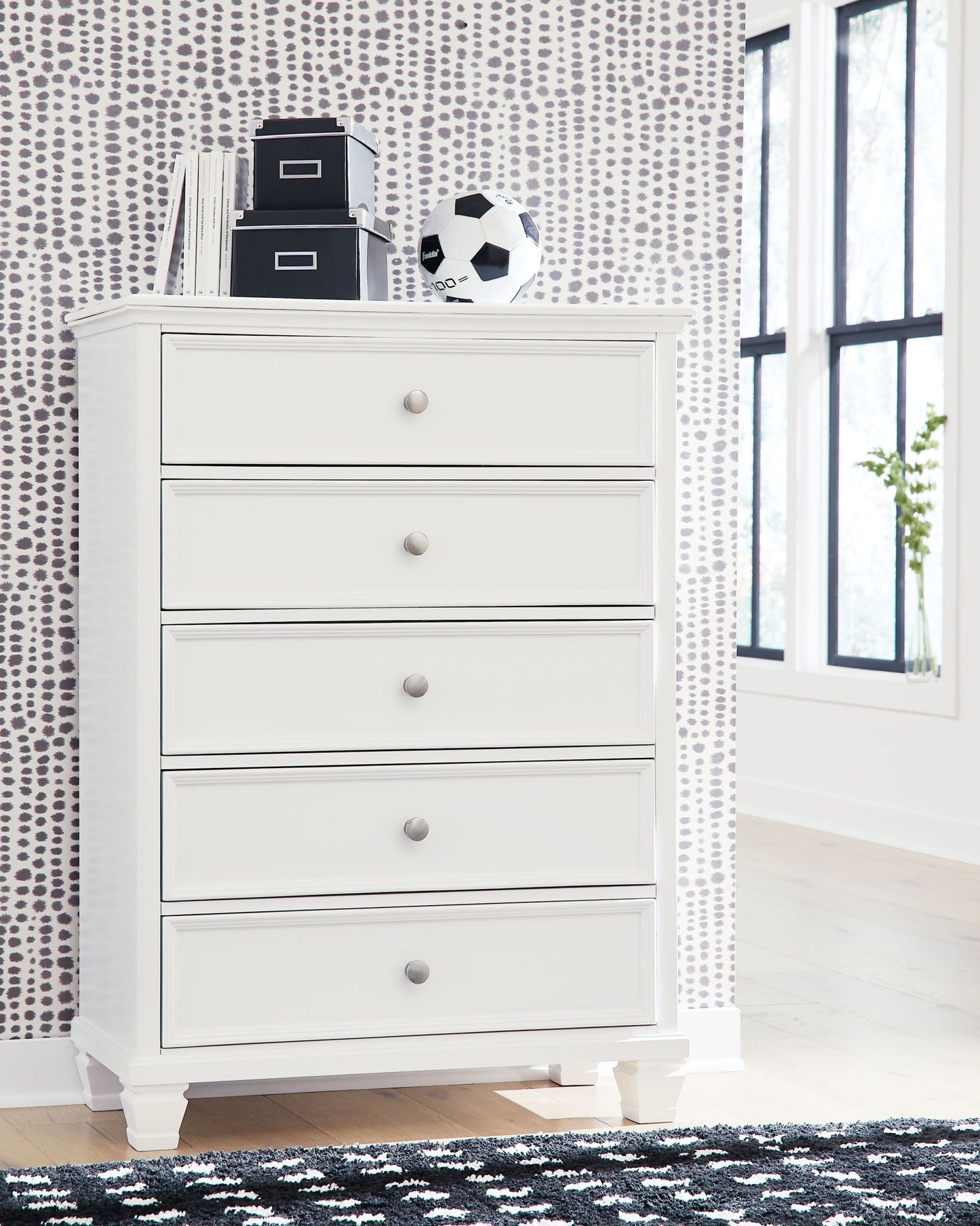Fortman - White - Five Drawer Chest - Hornell Furniture Outlet