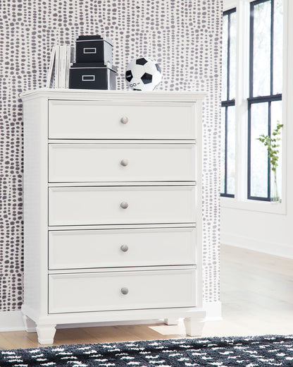 Fortman - White - Five Drawer Chest - Hornell Furniture Outlet