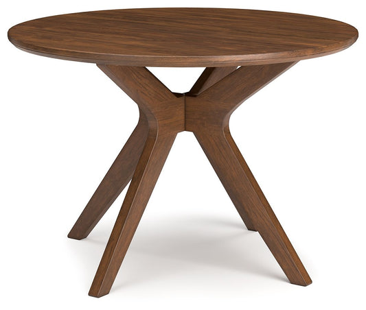 Lyncott - Brown - Round Dining Room Table - Hornell Furniture Outlet