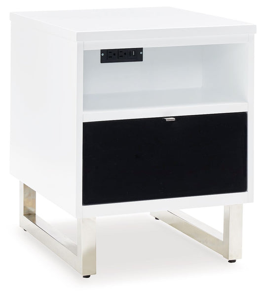 Gardoni - White / Black - Chair Side End Table - Hornell Furniture Outlet