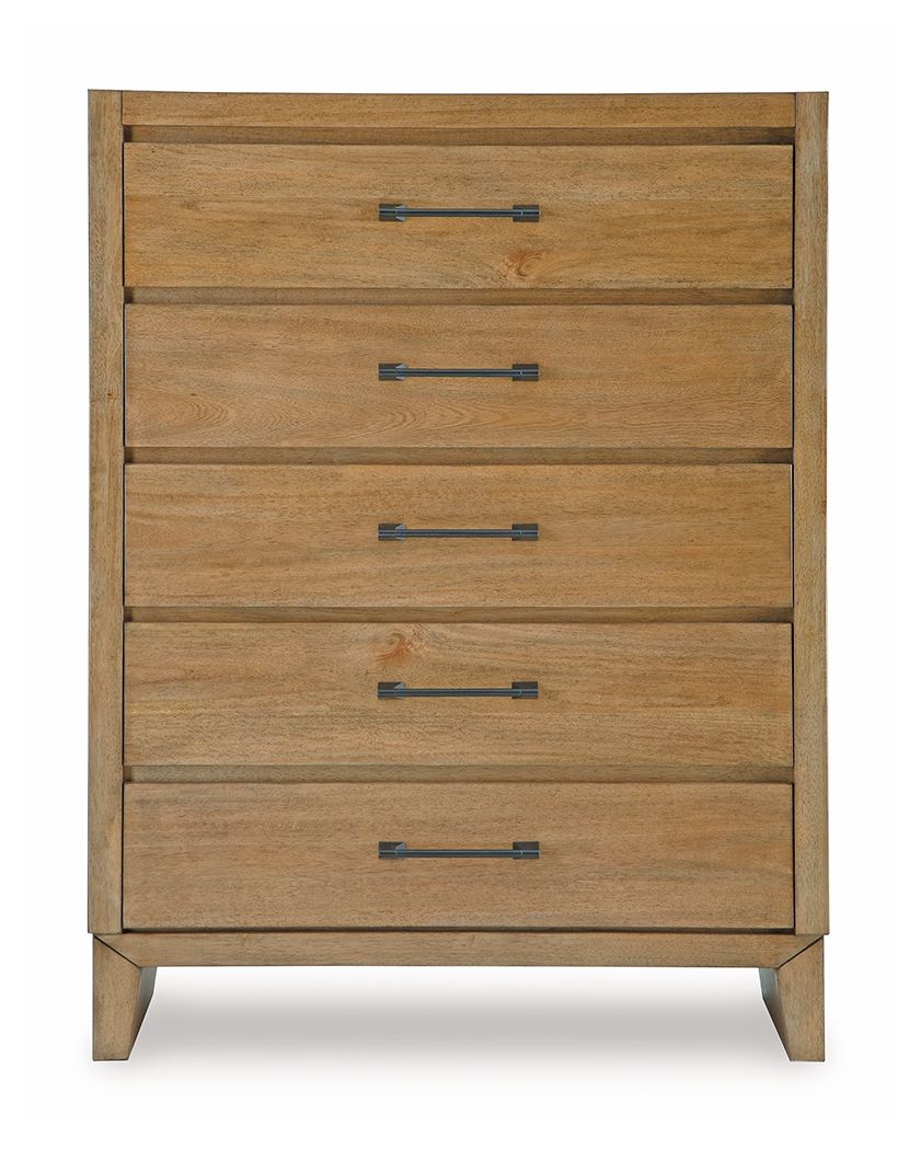 Sherbana - Five Drawer Chest - Light Brown - Hornell Furniture Outlet
