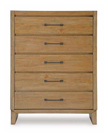 Sherbana - Five Drawer Chest - Light Brown - Hornell Furniture Outlet