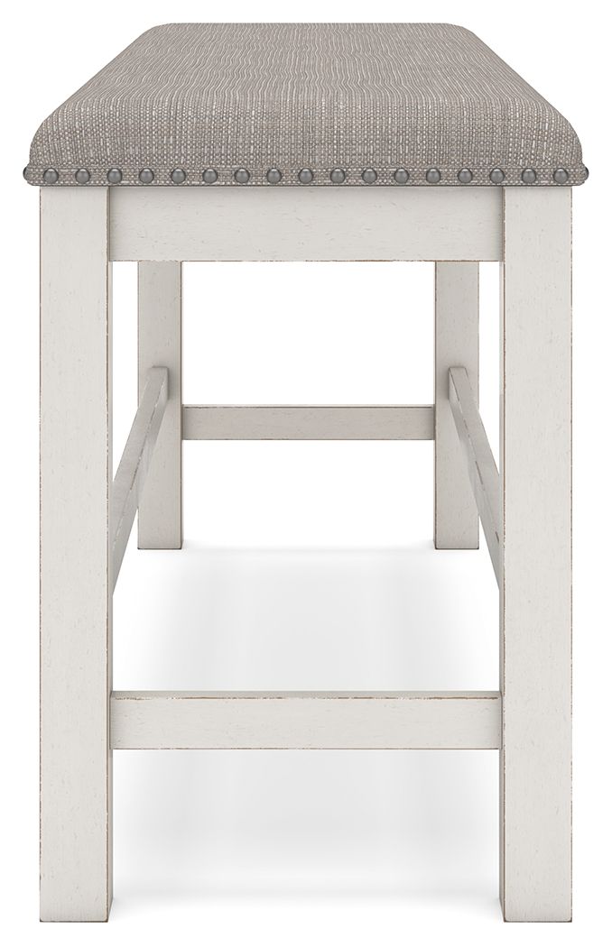 Robbinsdale - Antique White - Dbl Counter Height Upholstered Dining Bench - Hornell Furniture Outlet
