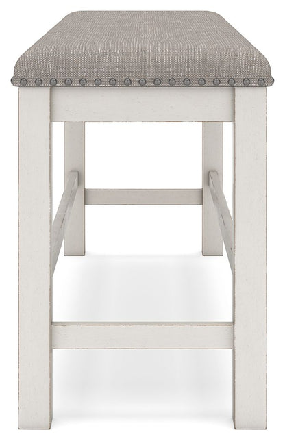 Robbinsdale - Antique White - Dbl Counter Height Upholstered Dining Bench - Hornell Furniture Outlet