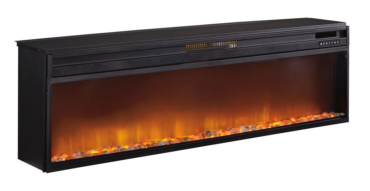 Todoe - Gray - 2 Pc. - 65" TV Stand with Wide Fireplace Insert - Hornell Furniture Outlet